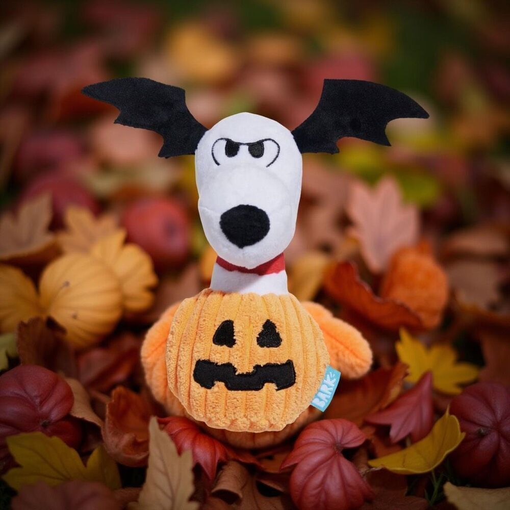 NEW Bark Box Plush Snoopy Halloween Fall The Amazing BatDog Crinkle Thrasher Toy